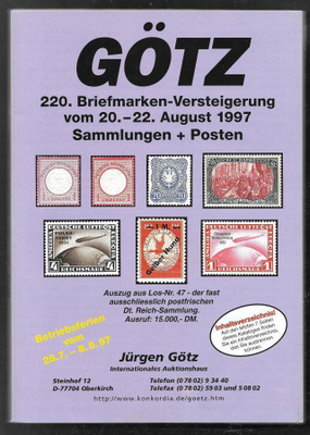 Huutokauppaluettelo - Götz 20.8.1997