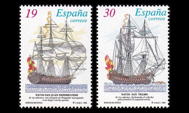 Espanja 3208-9 ** Vanhoja purjelaivoja (1995)