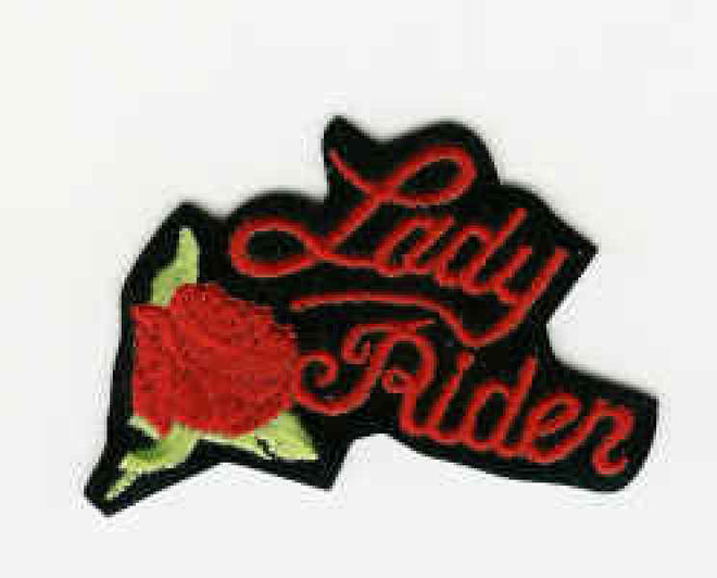 Lady Rider (ruusulla) - Uusi kangasmerkki