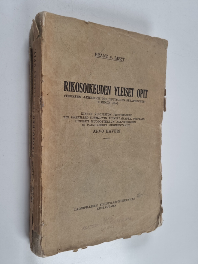 Franz von Liszt : Rikosoikeuden yleiset opit
