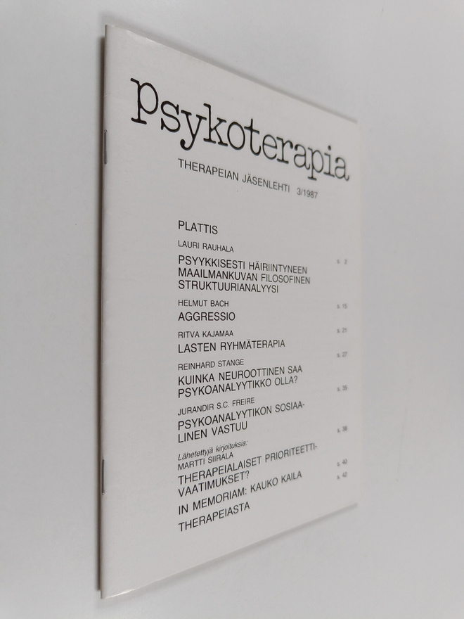 Psykoterapia 3/1987 : Therapeia-säätiön jäsenlehti