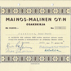 OKK 1960 Mainos-Malinen Oy, Turku osakekirja - pikkukuva 1