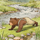 Karhu joogaa joen rannalla - pikkukuva 1