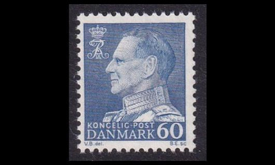 Tanska 395y ** Frederik IX 60 öre sininen Y-paperi (1961)
