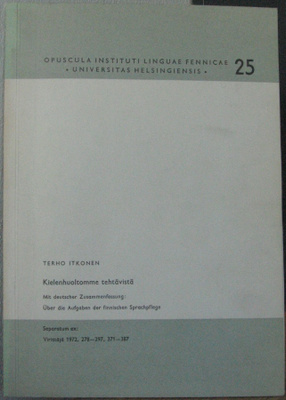 Terho Itkonen: Kielenhuoltomme tehtävistä.