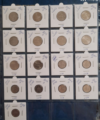 USA 5 centit ja 1 dimet 17kpl, kiertäneitä