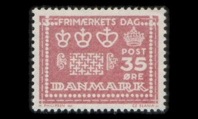 Tanska 424x ** Postimerkin päivä 25v x-paperi (1964)