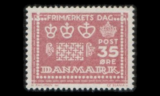 Tanska 424x ** Postimerkin päivä 25v x-paperi (1964)