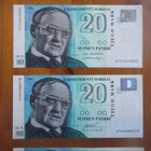 20 mk (1993) Väinö Linna x10 sileät 2 peräkkäistä (==200 mk) - pikkukuva 5