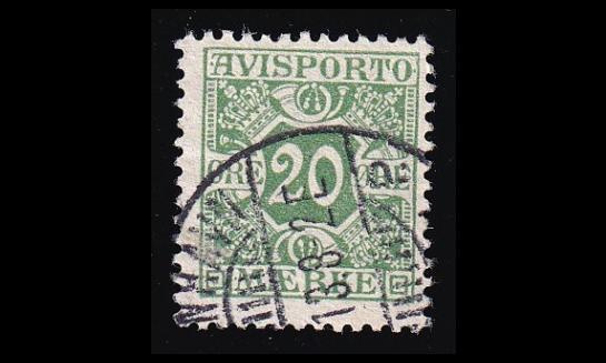 Tanska VM_5X o Avisporto 20 öre (1907)