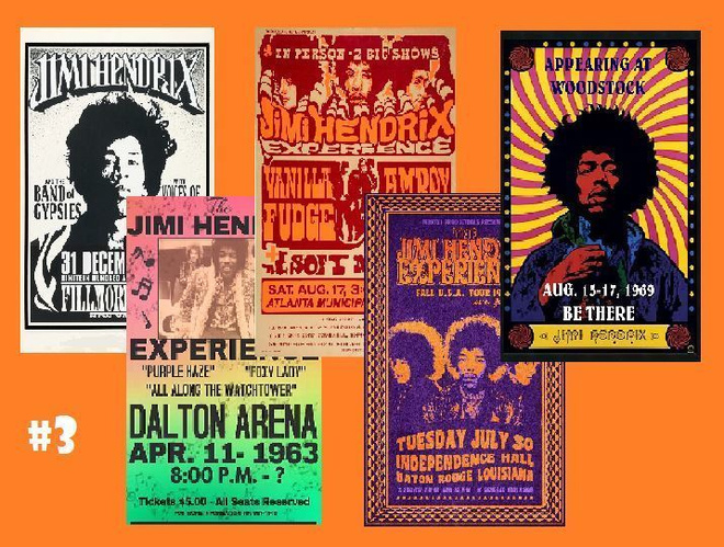 JIMI HENDRIX EXPERIENCE - julistesetti 5kpl - 21cm x 30cm #3
