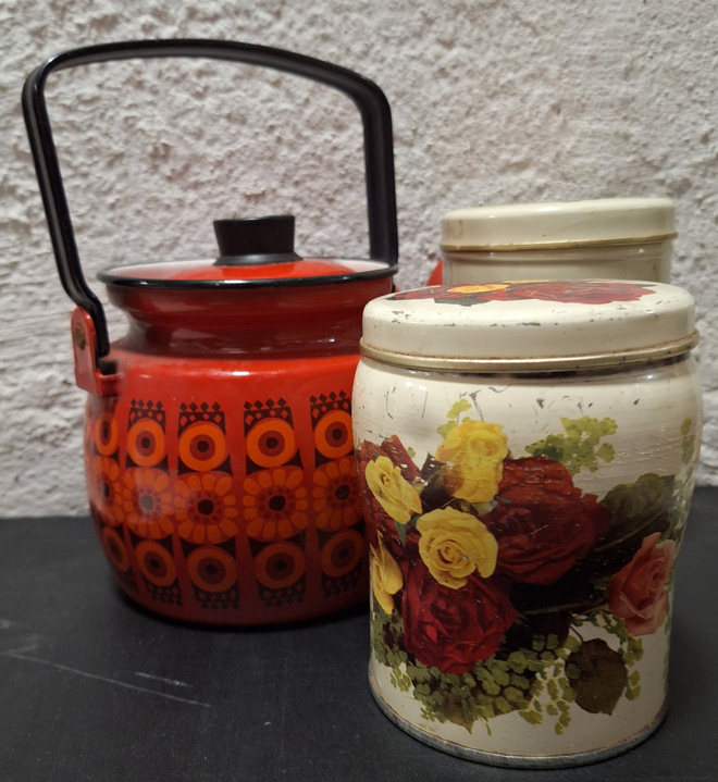 Finel pannu ja 2x kukkapurkki vintage