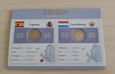 2€ 2014 Espanja+Luxemburg Monetan erikois 2€-sarjaa UNC