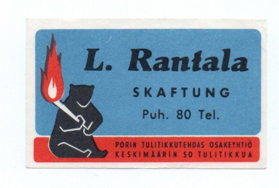 Porin Tulitikkutehdas L. Rantala Skaftung