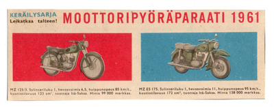 Keräilysarja MOOTTORIPYÖRÄSARJA MZ125/3 ja MZ ES 175