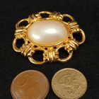 vintage solki rintakoru rintaneula kuluttua Gold Tone Caboch - pikkukuva 5