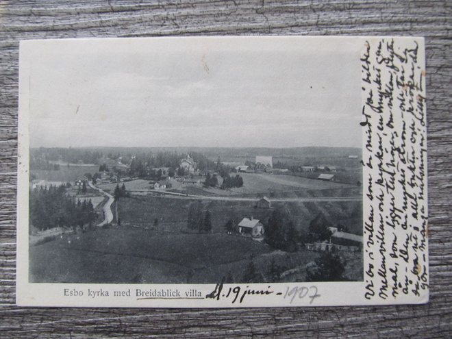 ESBO.....kyrka med Breidablick villa, vanha kortti.