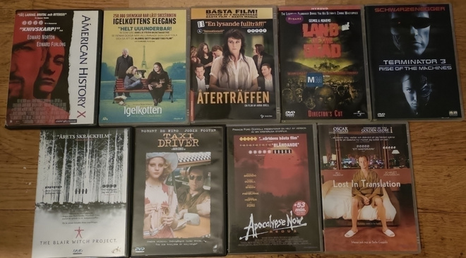 Dvd Elokuvat 9kpl. (Ruotsinkieliset Kansipaperit)