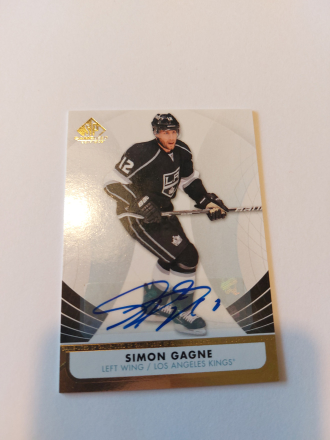 2012-13 SP Game Used Gold Autographs #56 Simon Gagne