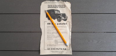 Bradford Auto Lehtimainosleike 1949