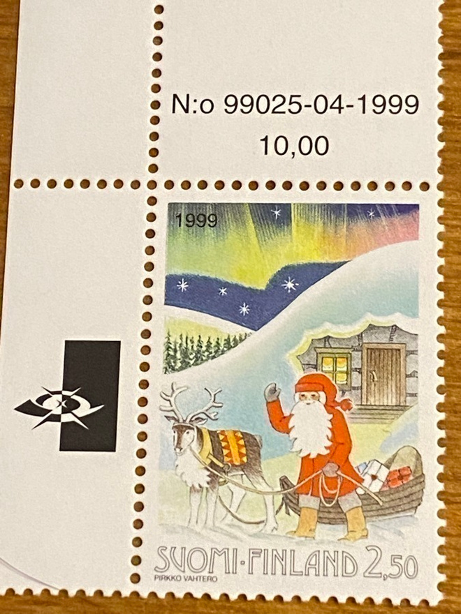 JOULU 2,50MK 1999 NUMERO MARGINAALILLA**
