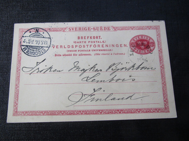 10 öre 1896 Ehiökortti. Brefkort .Ruotsi- Sweden
