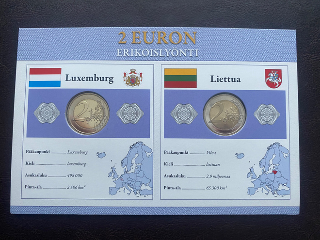 2€ 2015 Luxemburg + Liettua Monetan erikoissarja UNC