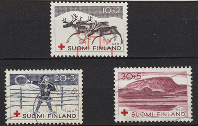 1960 Punaisen Ristin merkkisarja leimattuna