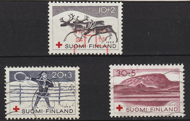 1960 Punaisen Ristin merkkisarja leimattuna