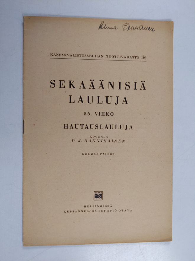 P. J. Hannikainen : Sekaäänisiä lauluja 56. vihko: Hautau...