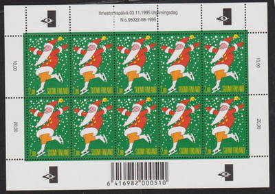 1995 joulu ** 2,00 mk pienoisarkki lape 1312