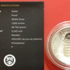 Apollo 11 silver Dollar 2019, moon landing 50 years. - pikkukuva 2
