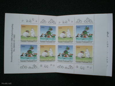 Postimerkkivihko Muumeja 8 x 1. lk 27.1.1994 - LaPe V24 **