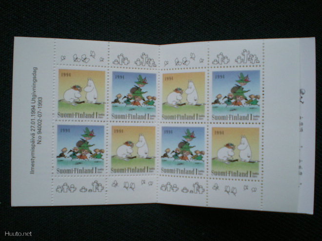 Postimerkkivihko Muumeja 8 x 1. lk 27.1.1994 - LaPe V24 **