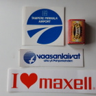 Vanhoja tarroja 3 kpl, Vaasanlaivat, Maxell ja airport tarra - pikkukuva 1