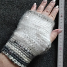 Alina´s Handmade käsityö RANTEENLÄMMITTIMET valkoinen harmaa - pikkukuva 1