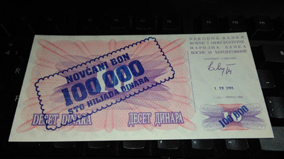 Bosnia Herzegovina 100000 dinara1993 P34 UNC