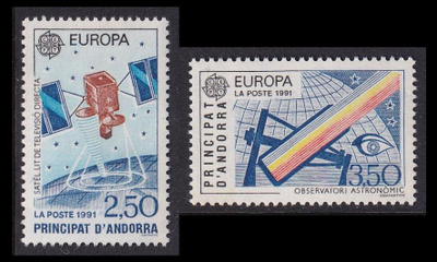 Andorra Fr 423-4 ** Europa avaruus (1991)