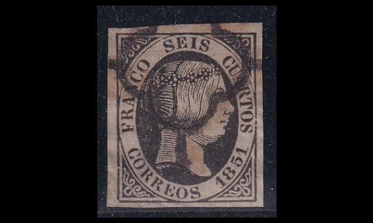 Espanja 6w o Isabella II 6 C normaali pap. (1851)