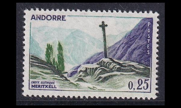 Andorra Fr 168 ** Goottilainen risti 0.25 Fr (1961)