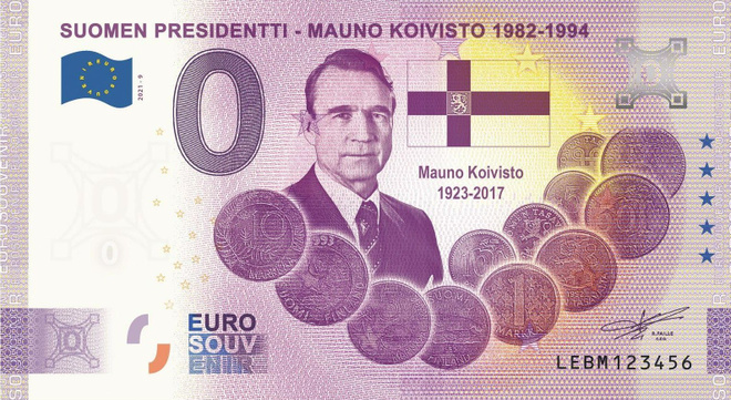 *NOLLA-EURO*2021*SUOMEN 9. PRESIDENTTI*MAUNO KOIVISTO*