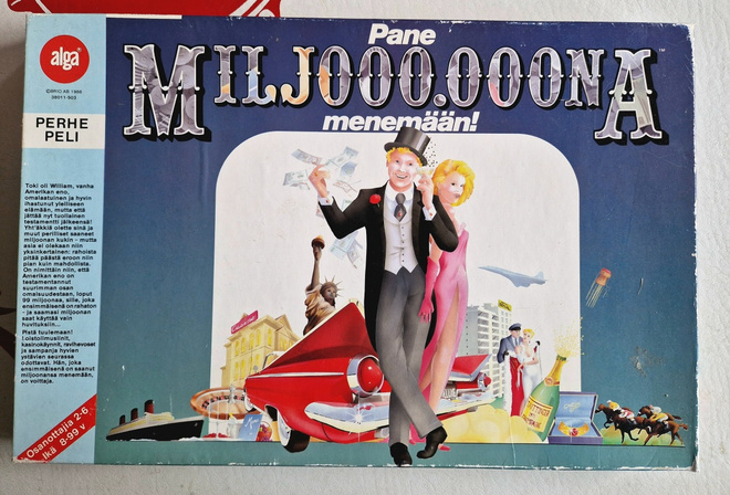 Pane miljoona menemään Lautapeli. ALGA 1986