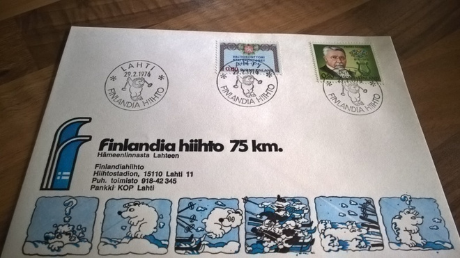 Kuori Finlandia hiihto Hämeenlinna-Lahti 1976 erikoisleima
