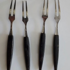 Vintage kaksipikkiset leikkele / cocktailhaarukka 4 kpl - pikkukuva 1