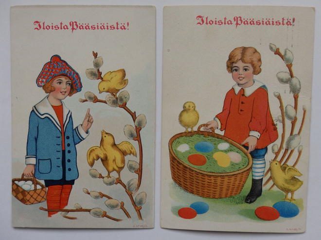 2 kpl Pääsiäiskortteja 1920-lukua