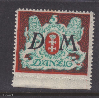 Saksa Reich Danzig 1922 Dienst mi 21 postituoreena.