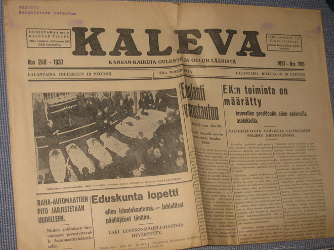 Sanomalehti : Kaleva 18.12.1937