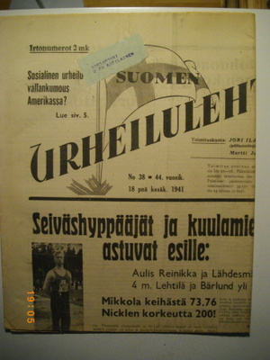 Suomen Urheilulehti Nro 38/1941 (15.3)