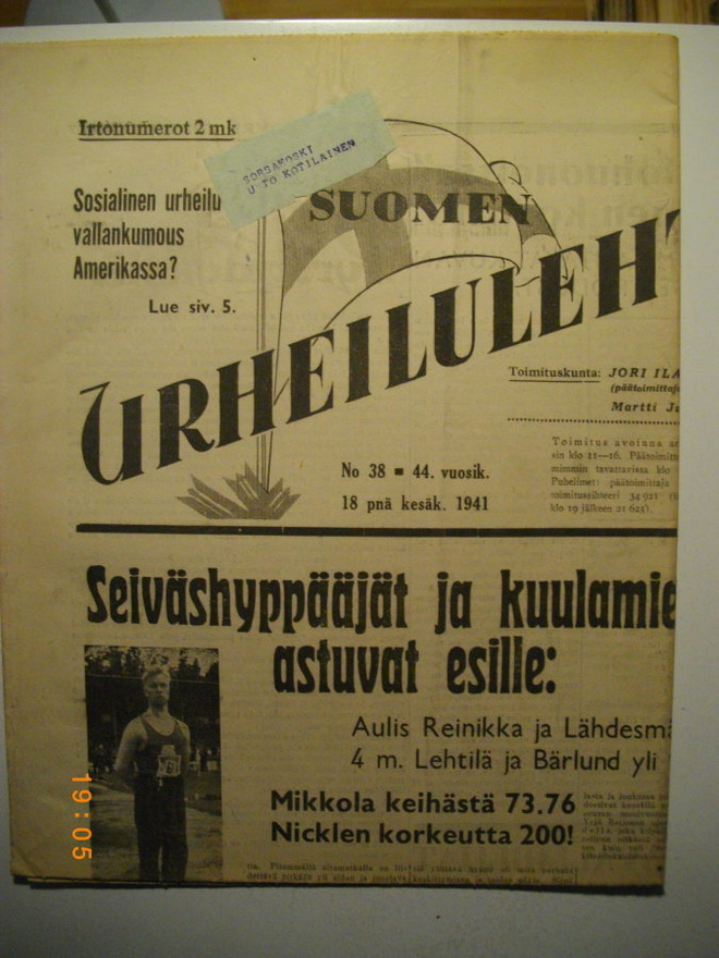 Suomen Urheilulehti Nro 38/1941 (15.3)