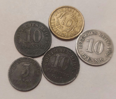 Saksan kolikkoerä (1900-1924) - 5 kpl